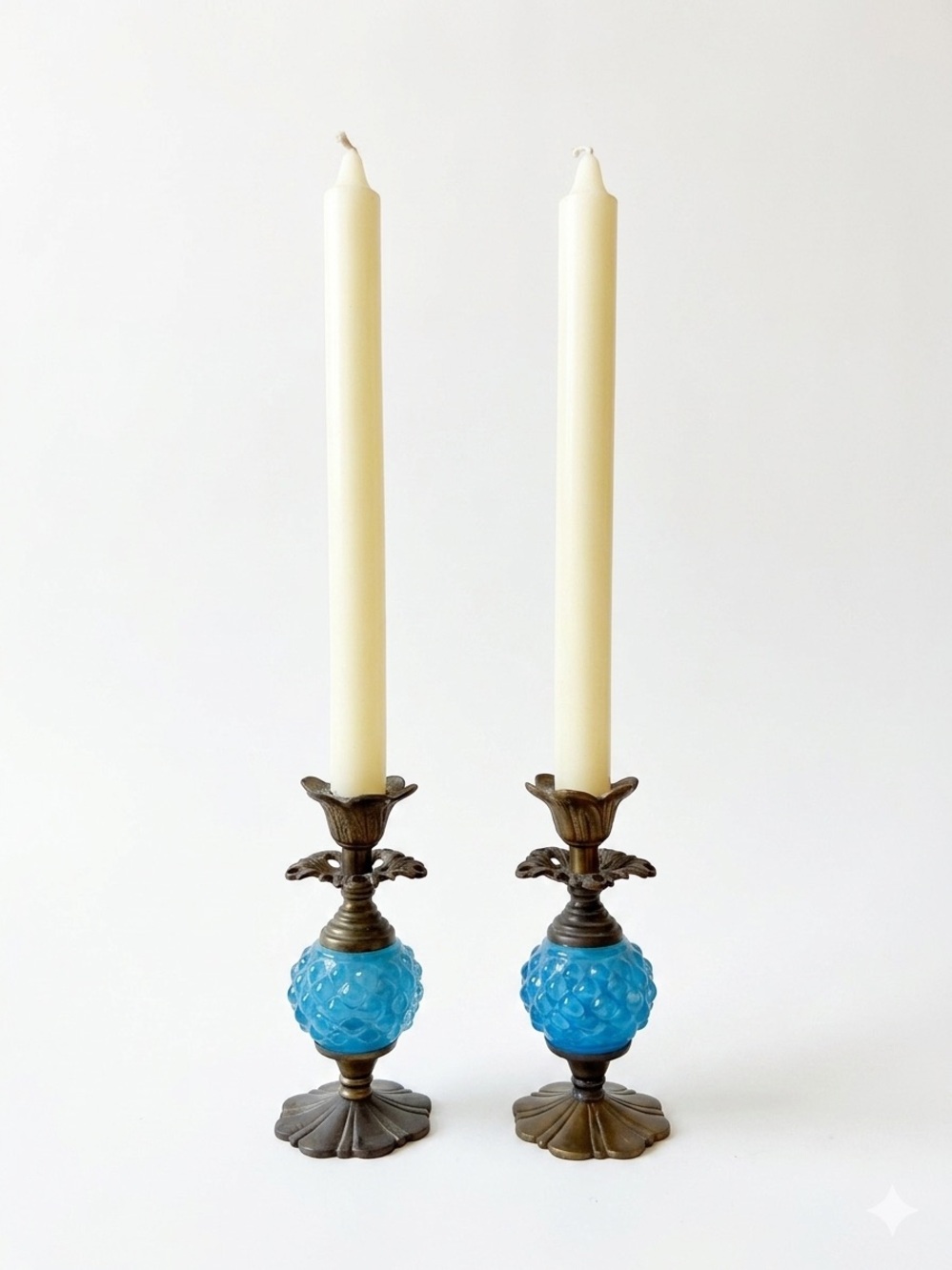 Anthropologie Brass & Glass Candlesticks